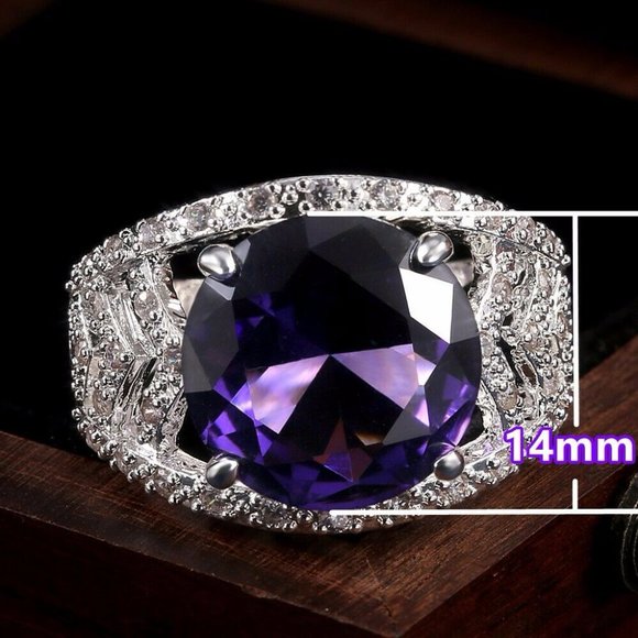 Gorgeous 925 Silver Wedding Amethyst   Ring New - Picture 3 of 6